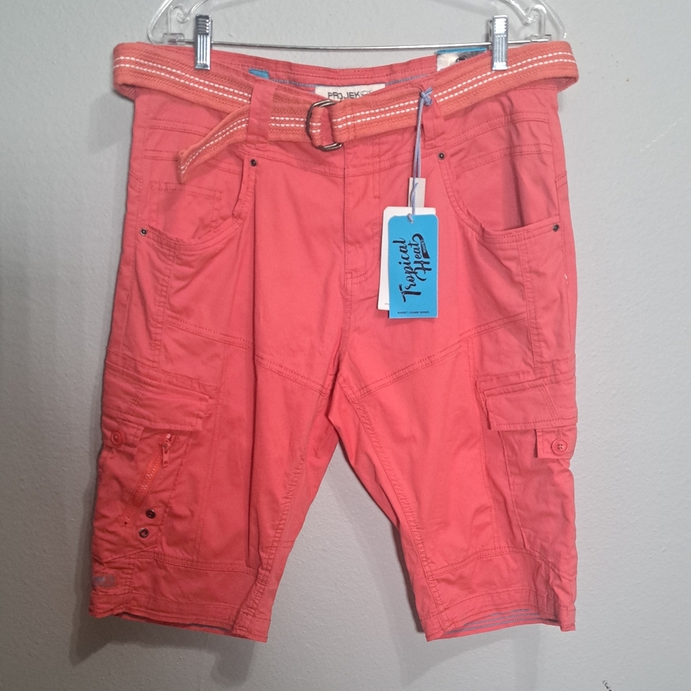 Men’s Pro Jek Raw Cargo Shorts, Coral Utility Style, Waist 34.